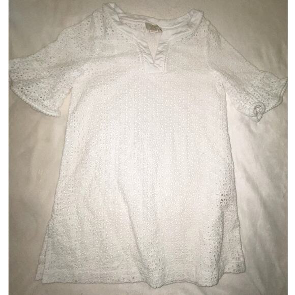 Girls Kate Spade White Eyelet Flutter Sleeve Dress Size 12 Years - Picture 2 of 6